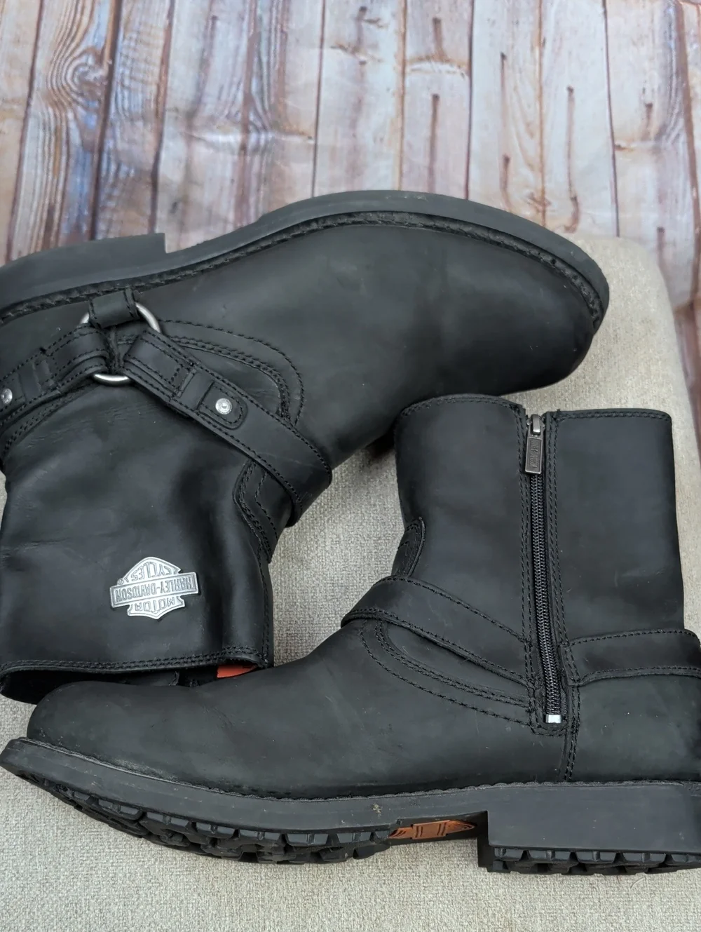 Harley-Davidson Men's Black Leather Harness Riding Boots Size 12